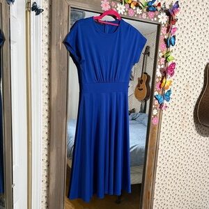 Homeyee Royal Blue Fit & Flare Midi Dress - Size 4